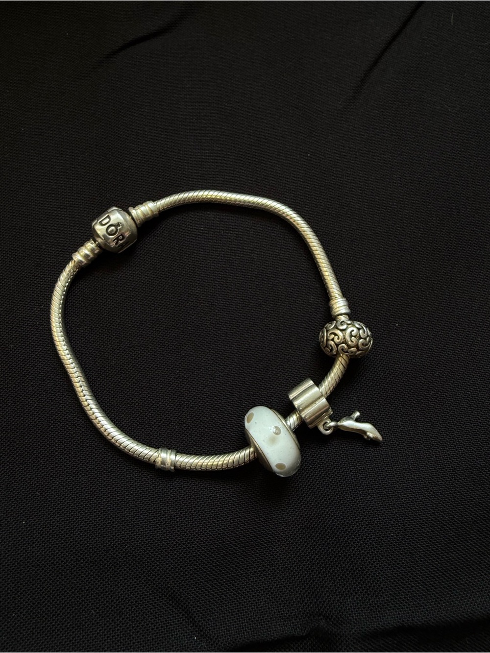 Pandora charm bracelet with three charms